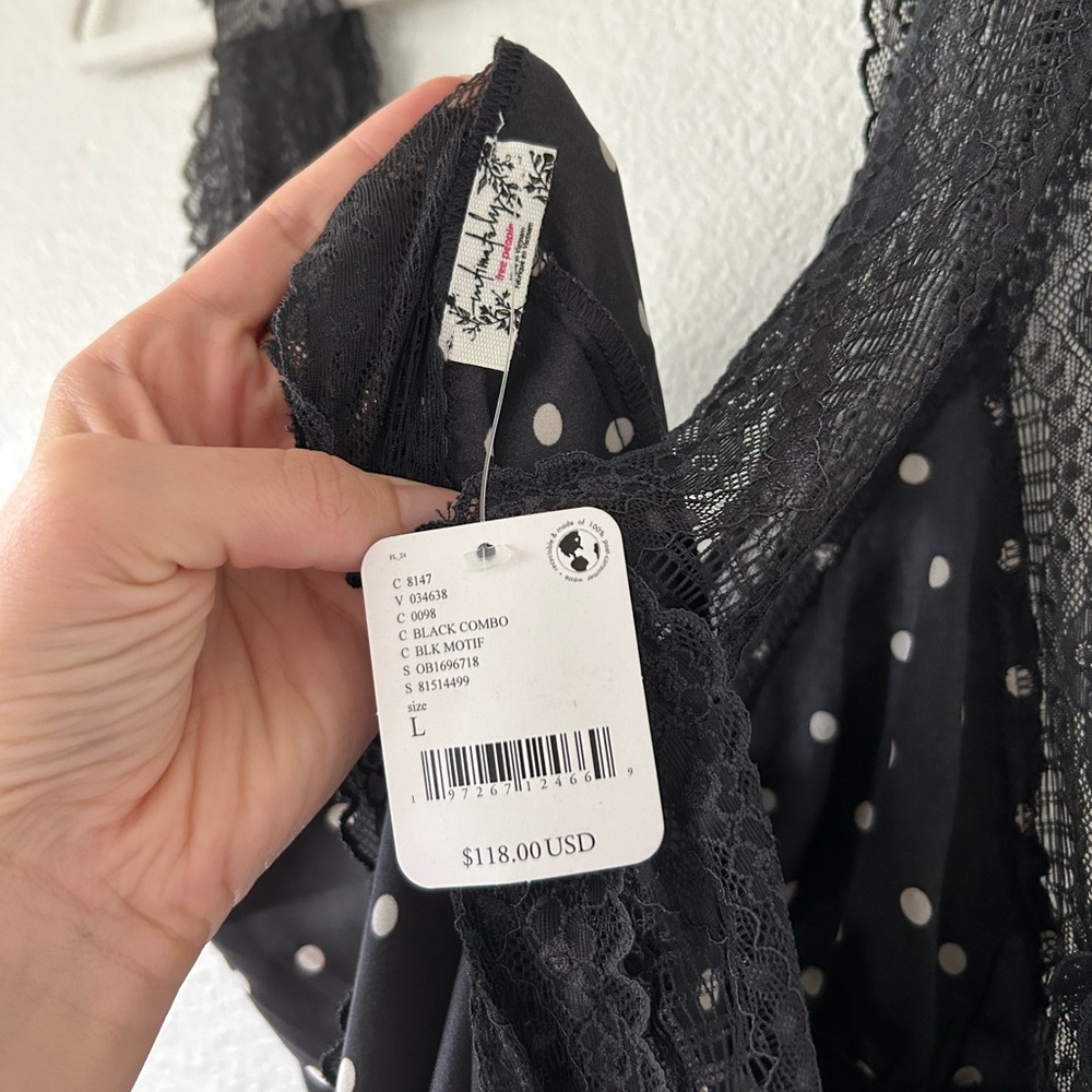 NWT Free People Bad For You Printed Slip in Black Combo - Picture 8 of 11
